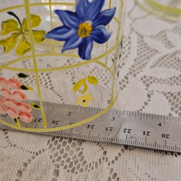 Handpainted French Country Ice Tea Glass Pitcher & Goblet Set floral 5pc flowers - Picture 5 of 7